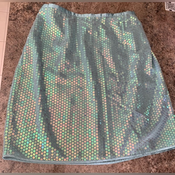 Venezia Dresses & Skirts - Vintage Mint Green Iridescent Sequin Knee Skirt Venezia Mermaid Vibe Aqua Sheen